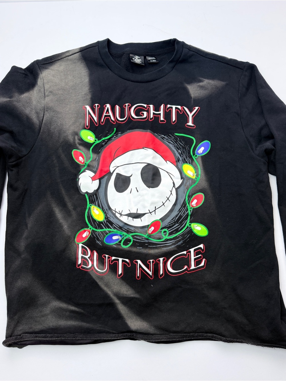 Disney Nightmare Before Christmas Jack Skellington Sweatshirt XL Naughty Nice